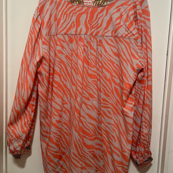 Chico’s Embellished Zebra Tunic Top Women’s XL Beaded Accents Tropical Beach. - Picture 8 of 13